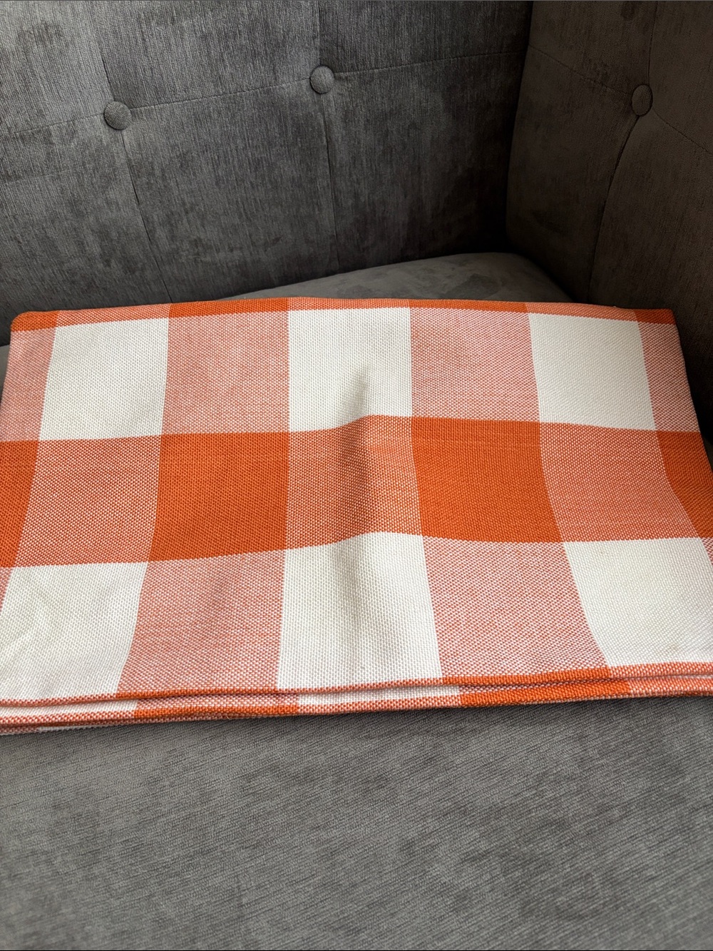 Orange and Cream Buffalo Check Accent Pillow Cover - Unbranded